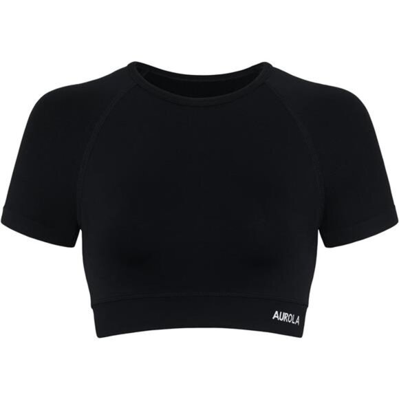 Influence Crop Top Workout Shirts for Women Black - Picture 1 of 6